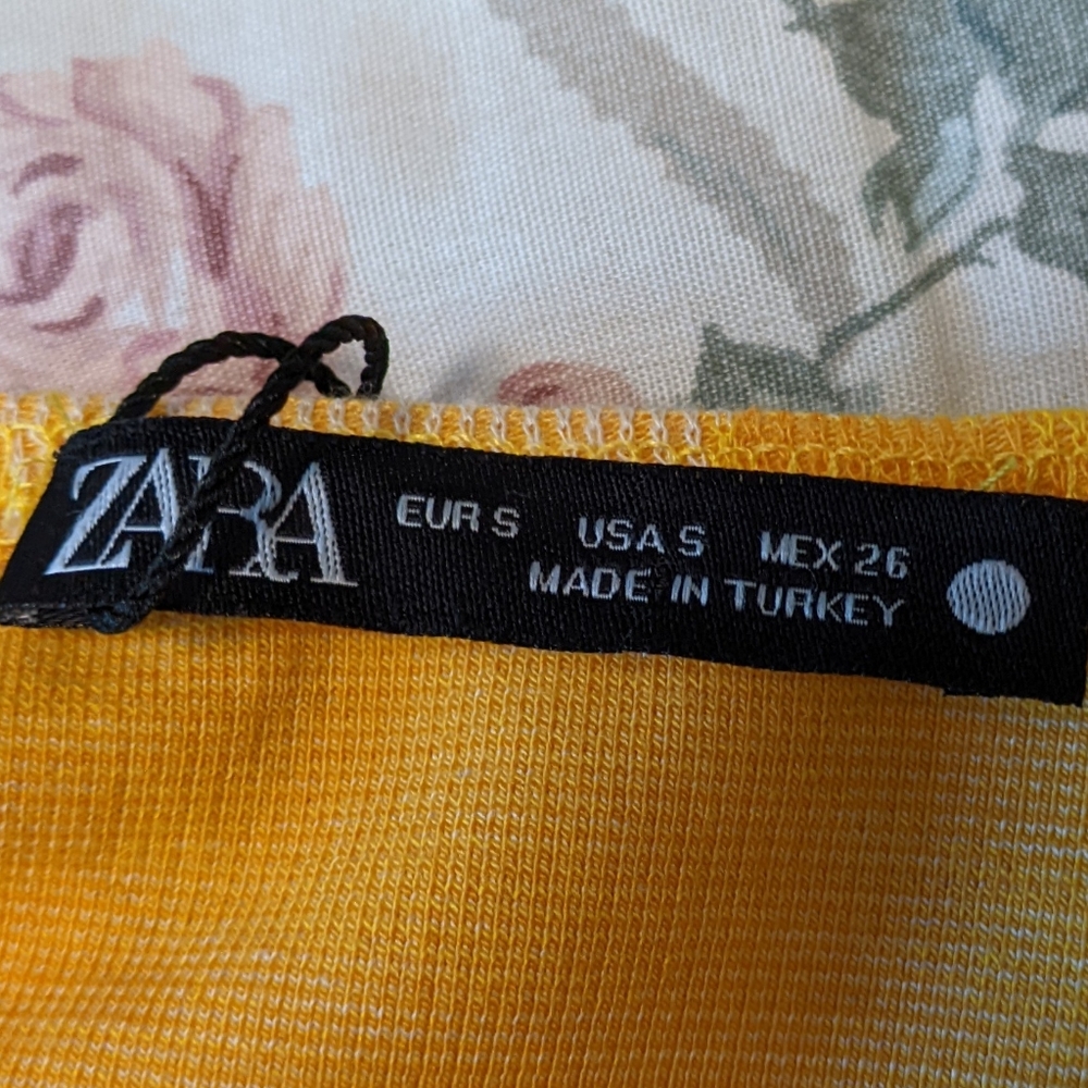 NWT ZARA Orange Yellow Tangerine Knit Crop Top On/Off Shoulder Sz. S - Picture 7 of 8